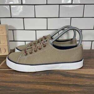 Sperry Pier View Womens Size 6 Shoes Khaki Canvas Casual Low Top Sneakers
